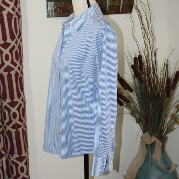 J. Crew Blue and White Striped Button Down Shirt - Picture 2 of 7